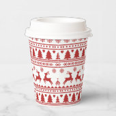 クリスマス北欧の赤いクラシックパターン 紙コップ (右)