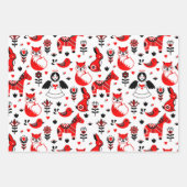 クリスマス北欧スカンジナビアのスウェーデンブラックレッド ラッピングペーパーシート (正面3)