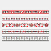 クリスマス北欧スカンジナビアのスウェーデンブラックレッド ラッピングペーパーシート (正面2)