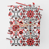 クリスマス北欧スカンジナビアのスウェーデンブラックレッド ラッピングペーパーシート (インサイチュ)