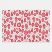 クリスマス北欧ススカンジナビア赤い白 ラッピングペーパーシート (正面)