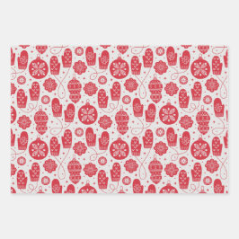 クリスマス北欧ススカンジナビア赤い白 ラッピングペーパーシート