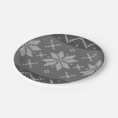 クリスマス北欧ニットエレガントグレイ冬 ペーパープレート (アングル)