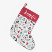 クリスマス北欧パターン スモールクリスマスストッキング (正面 (吊り時))