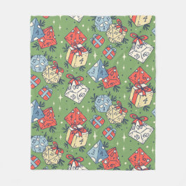 クリスマス卓上ゲームサイコロパターン フリースブランケット