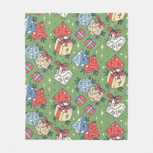 クリスマス卓上ゲームサイコロパターン フリースブランケット (正面)