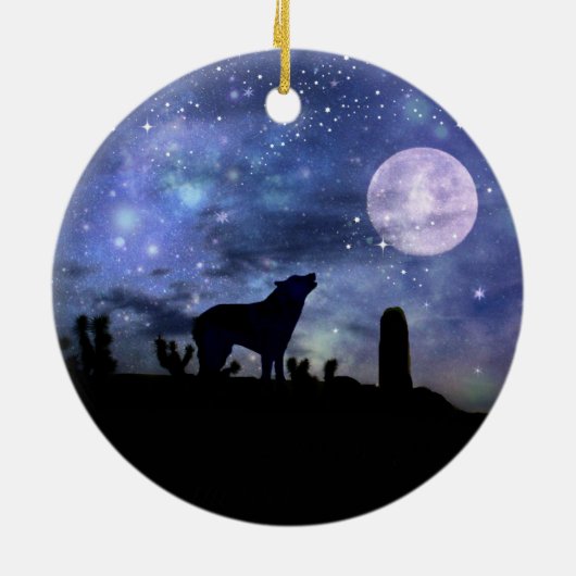 クリスマス南西部コヨーテとサボテン セラミックオーナメント (裏面)