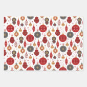 クリスマス古いスタイルヴィンテージパターン ラッピングペーパーシート (正面2)