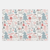 クリスマス古いスタイルヴィンテージパターン ラッピングペーパーシート (正面)