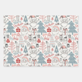 クリスマス古いスタイルヴィンテージパターン ラッピングペーパーシート