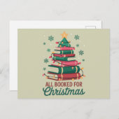 クリスマス司書の本の恋人のツリーのために予約 シーズンポストカード (正面/裏面)