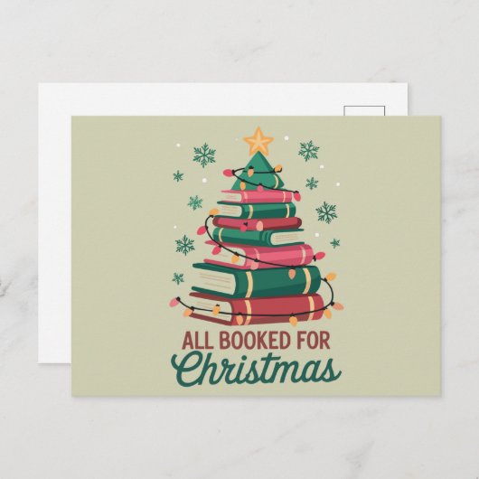 クリスマス司書の本の恋人のツリーのために予約 シーズンポストカード (正面/裏面)