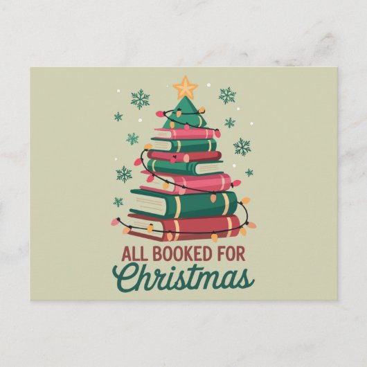 クリスマス司書の本の恋人のツリーのために予約 シーズンポストカード (正面)