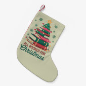 クリスマス司書の本の恋人のツリーのために予約 スモールクリスマスストッキング (正面 (吊り時))