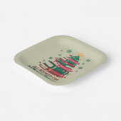 クリスマス司書の本の恋人のツリーのために予約 ペーパープレート (傾斜あり)