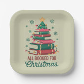 クリスマス司書の本の恋人のツリーのために予約 ペーパープレート (正面)