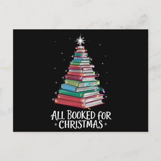 クリスマス司書Xmaの本の愛好家のために予約 シーズンポストカード (正面)