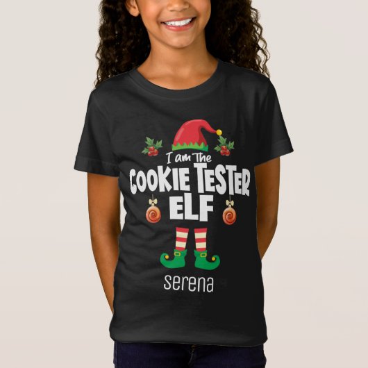 クリスマス名に一致するクッキーテスター小妖精や小人ファミリー Tシャツ (正面)