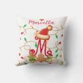 クリスマス名モノグラムカスタムギンガーブレッドレッド クッション (裏面)