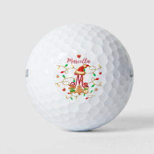 クリスマス名モノグラムカスタムギンガーブレッドレッド ゴルフボール