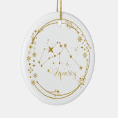 クリスマス名前をカスタムするアクエリアス〔占星術の〕十二宮図スターズ金ゴールド セラミックオーナメント (右)