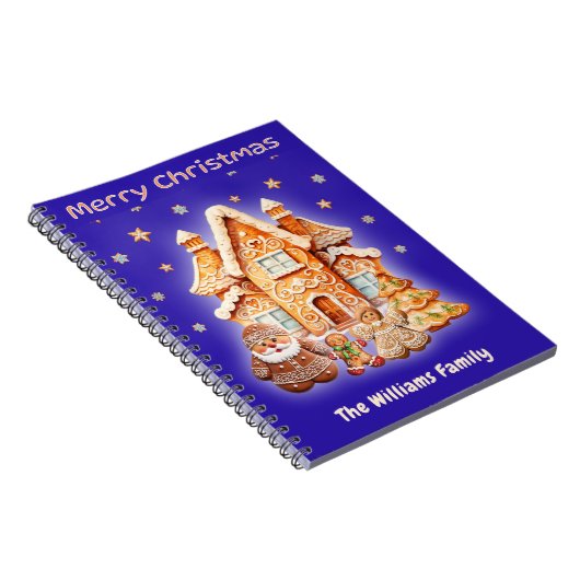 クリスマス名前をカスタムするジンジャーブレッユニークドおもしろい ノートブック (右側)