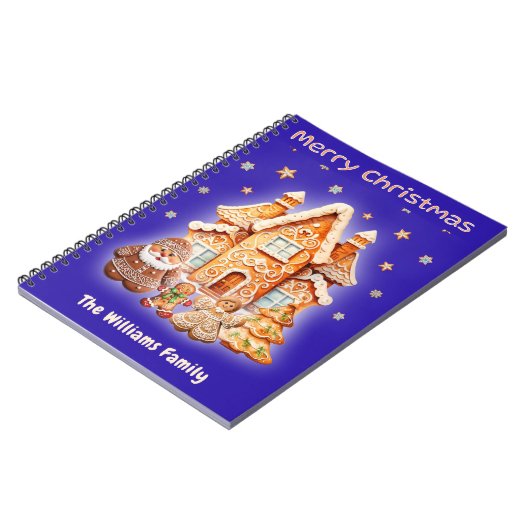 クリスマス名前をカスタムするジンジャーブレッユニークドおもしろい ノートブック (左側)