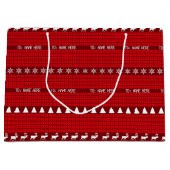 クリスマス名前をカスタムするレッドホワイトニットセーター ラージペーパーバッグ (正面)