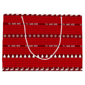 クリスマス名前をカスタムするレッドホワイトニットセーター ラージペーパーバッグ (裏面)