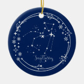 クリスマス名前をカスタムする射手座ブルーシルバースター セラミックオーナメント (正面)