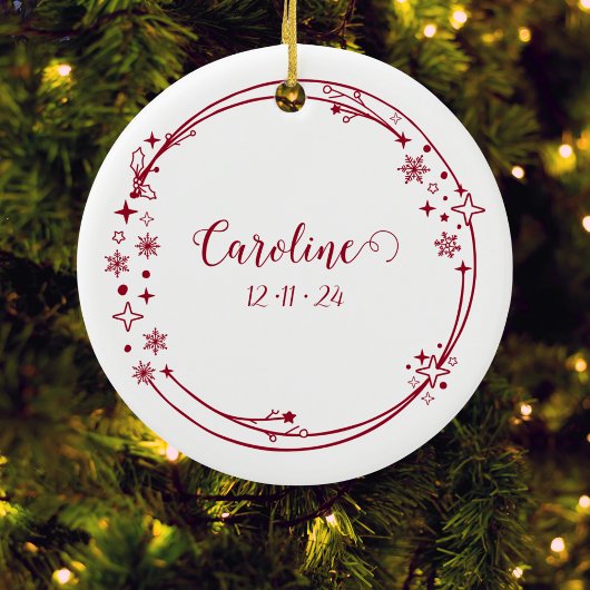 クリスマス名前をカスタムする射手座〔占星術の〕十二宮図サインレッド セラミックオーナメント