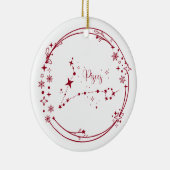 クリスマス名前をカスタムする魚座〔占星術の〕十二宮図サインスターズレッド セラミックオーナメント (右)