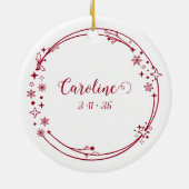 クリスマス名前をカスタムする魚座〔占星術の〕十二宮図サインスターズレッド セラミックオーナメント (裏面)