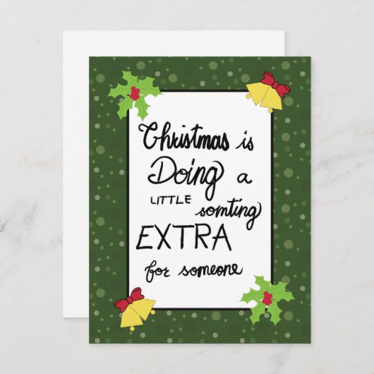 クリスマス名言 グリーン カートゥーンスタイル シーズンカード (正面/裏面)