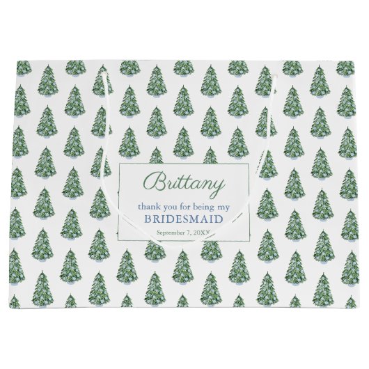 クリスマス名門私立校風のの結婚メイド・オブ・オーナー(花嫁付き添い人)ありがとう ラージペーパーバッグ (正面)