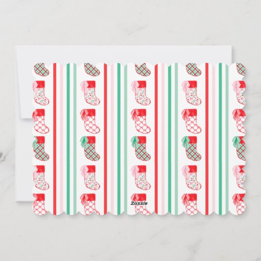 クリスマス名門私立校風のストッキングクリスマス シーズンカード (裏面)