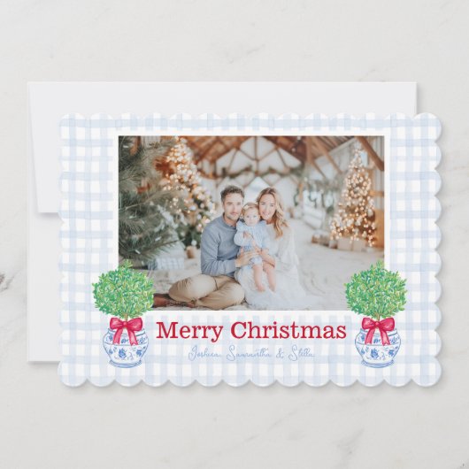 クリスマス名門私立校風のトピアリーチノワセリーポットボウ シーズンカード (正面)