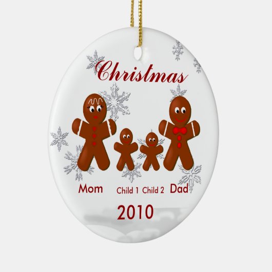 クリスマス四飾りギンガーブレッド一家 セラミックオーナメント (右)
