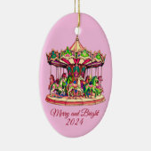 クリスマス回転木馬インキャンディストライプズ セラミックオーナメント (右)