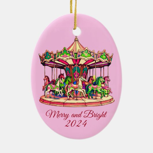クリスマス回転木馬インキャンディストライプズ セラミックオーナメント (裏面)