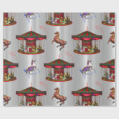 クリスマス回転木馬ウズシルバー ラッピングペーパー (フラット)