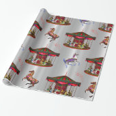 クリスマス回転木馬ウズシルバー ラッピングペーパー (アンロールド)