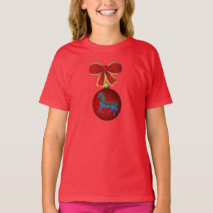 クリスマス回転木馬ホースキュートホリデイ Tシャツ
