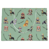 クリスマス図解入りの、写真付きのかわいい犬のパターン休日 ラージペーパーバッグ (正面)