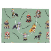 クリスマス図解入りの、写真付きのかわいい犬のパターン休日 ラージペーパーバッグ (裏面)