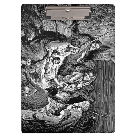 クリスマス図解入りの、写真付きの出生シーン クリップボード (正面)