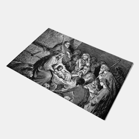 クリスマス図解入りの、写真付きの出生シーン ドアマット (アングル)