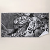 クリスマス図解入りの、写真付きの出生シーン ビーチタオル (正面)