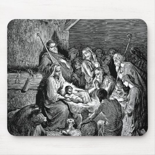 クリスマス図解入りの、写真付きの出生シーン マウスパッド (正面)