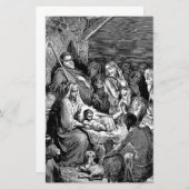 クリスマス図解入りの、写真付きの出生シーン 便箋 (正面/裏面)